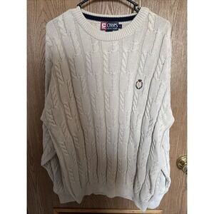 Vintage Chaps Ralph Lauren Heavy Cable Knit Sweater Men's L Cream Preppy NWT